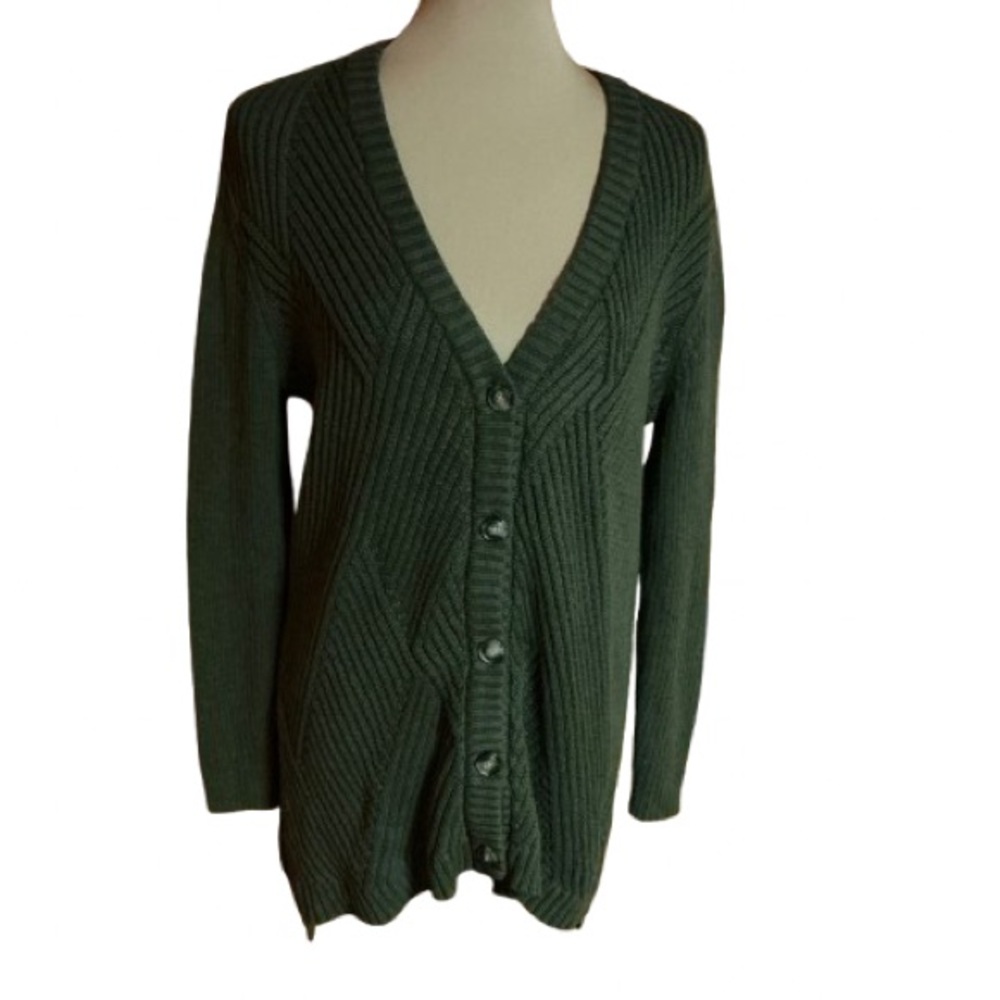Cabi Olive green cotton oversized cardigan